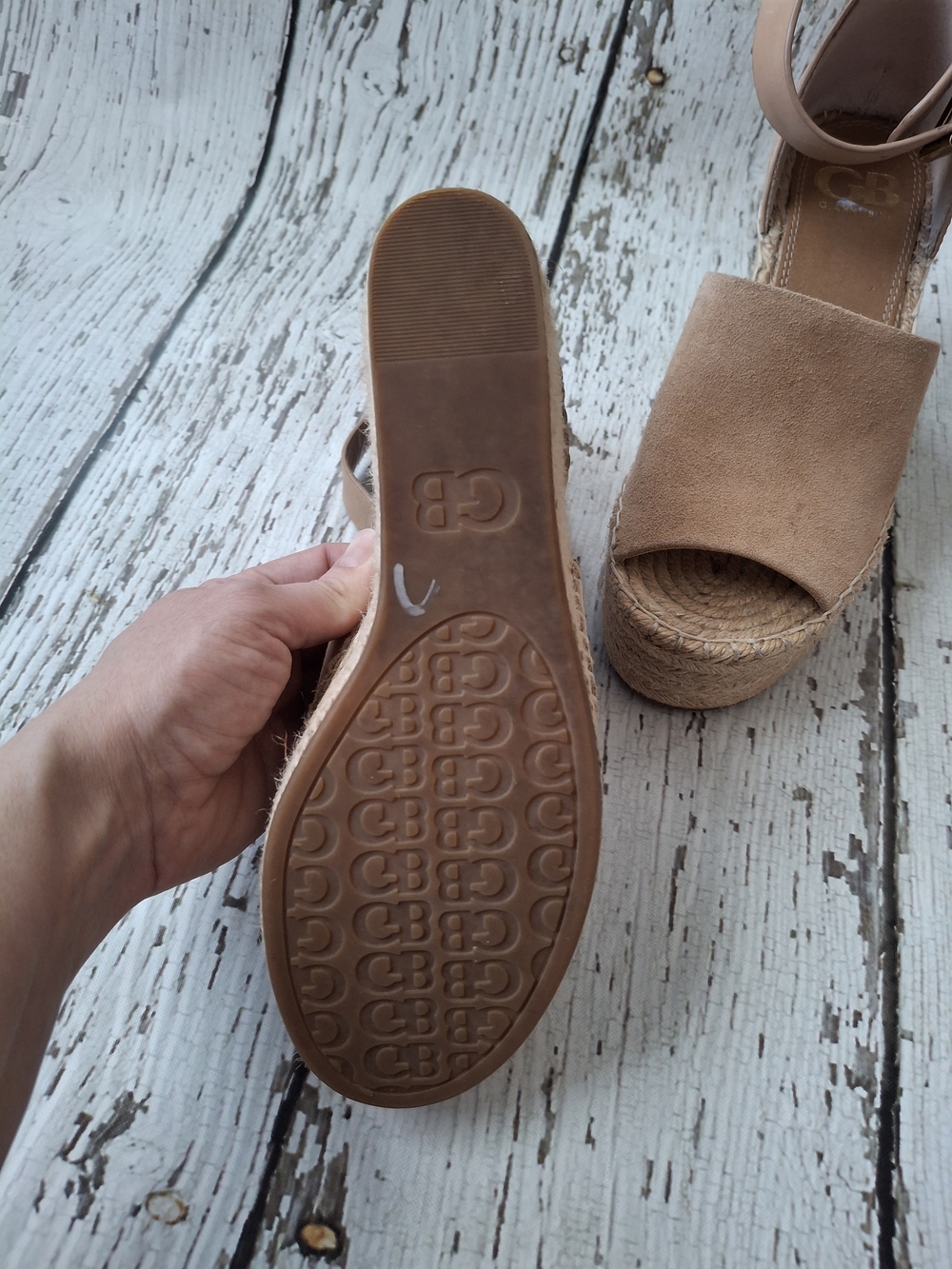 Gianni Bini Womens Tan Espadrille Wedge Sandals with Ankle Strap - Picture 4 of 5